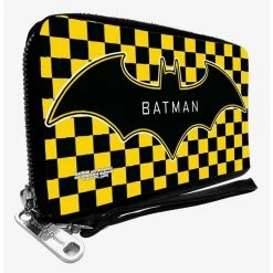 Boxlunch DC Comics Batman Bat Logo Close Up Checker Zip Around Wallet