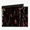 Boxlunch Friday The 13th Jason Machete Pose Bloody Tools Canvas Bifold Wallet -Backpacks Shop 20216122 hi