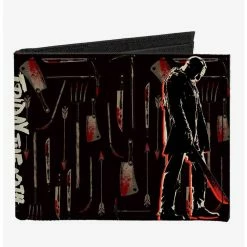 Boxlunch Friday The 13th Jason Machete Pose Bloody Tools Canvas Bifold Wallet