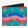 Boxlunch Spongebob Squarepants And Friends Poses Wavy Stripe Bifold Wallet